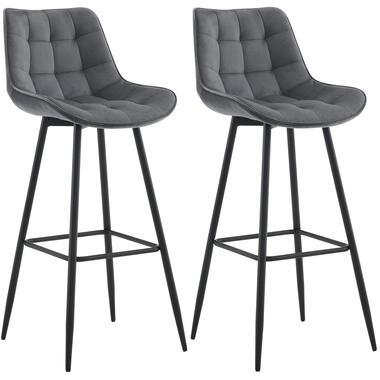 CLP Lot de 2 Tabouret de bar Dartford Noir mat Cadre - Velours - Gris foncé product