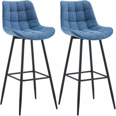 CLP Lot de 2 Tabouret de bar Dartford Noir mat Cadre - Tissu - Bleu product