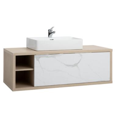 Meuble lavabo Latima 123cm avec bassin et tiroir de rangement - chêne/marbre product