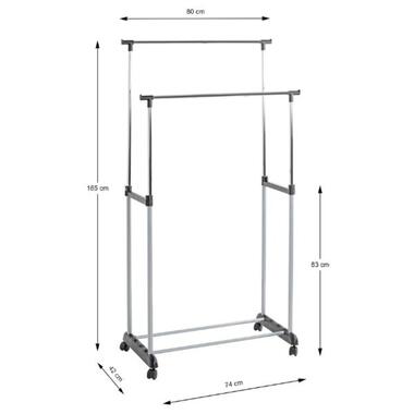 Chariot porte-manteaux avec double rail chromé - Couleur argentée - Capacité de product