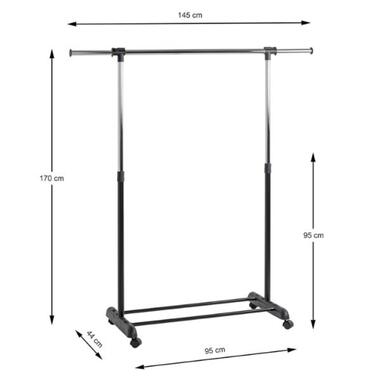 Porte-manteau trolley réglable en hauteur, acier chromé product