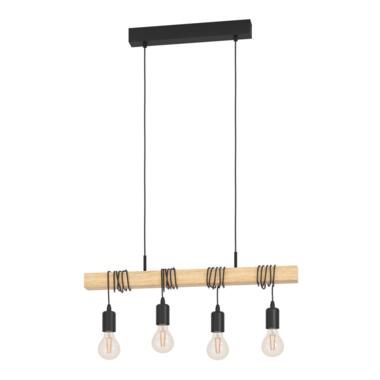 EGLO Townshend Hanglamp - E27 - 70 cm - Zwart/Bruin product