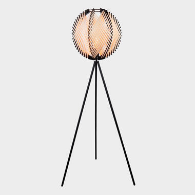 EGLO Waverton Staande lamp - E27 - Staal;Textiel;Hout - Zwart;Wit product