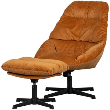 WOOOD Yaro Fauteuil Met Hocker - Chenille - Ginger - 94x71x83 product