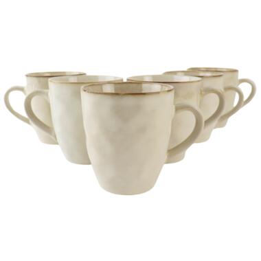 OTIX Lot de 6 tasses à thé et à café avec anse en céramique beige MAPLE product