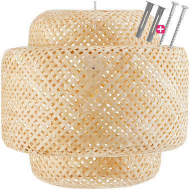 tectake® Plafondlamp Bamboe - Boho Lamp - Handgeweven - Bamboe Hanglamp product