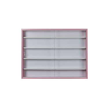 Hioshop Pinkruby vitrinekast vitrinekast- 2 schuifdeuren roze- wit product