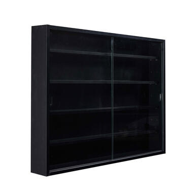 Hioshop Blacklava vitrinekast vitrinekast- 2 schuifdeuren zwart product