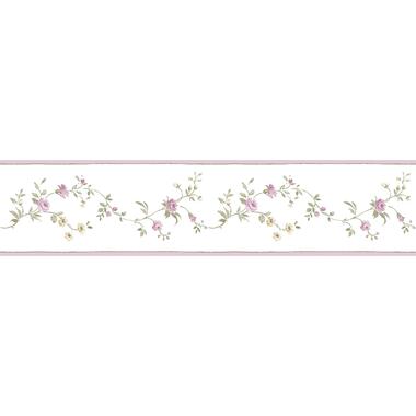 Sanders & Sanders behangrand - bloemen - oudroze, groen en wit - 500 x 13.25 cm product