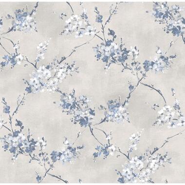 Sanders & Sanders behangpapier - bloemen - vergrijsd blauw - 53 cm x 10 m product