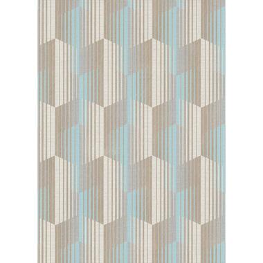 Erismann behangpapier - grafisch 3D motief - beige en blauw - 53 cm x 10.05 m product