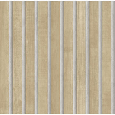 Sanders & Sanders behangpapier - houten wandpanelen 3d - bruin en beige product