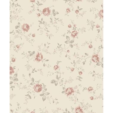 Borastapeter behangpapier - bloemen - warm beige en roze - 53 cm x 10.05 m product