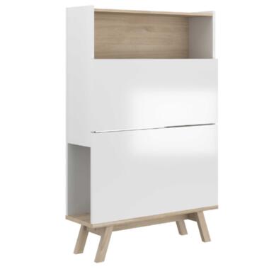 Vaisselier Ginger- 142cm, 1 porte abbatante, 2 compartiments ouverts-blanc/chêne product