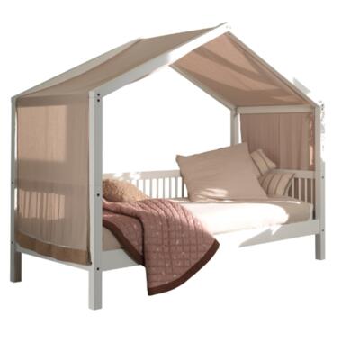 Lit maison Forrest 90x200 avec tente de lit - bois de hêtre massif - blanc/rose product