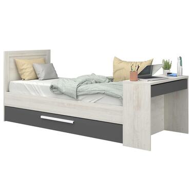 Bed Shipley 90x200 met bureau en bedlade - grenen/ wit product
