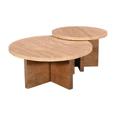 Giga Meubel Table Basse Leno Set 2 - Travertin - Naturel product