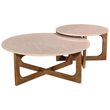 Salontafel Marmer Naturel - Set Van 2 - 90x90x35cm - Lino product