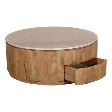 Giga Meubel Table Basse Elan - Marbre - Naturel - Avec Tiroirs product