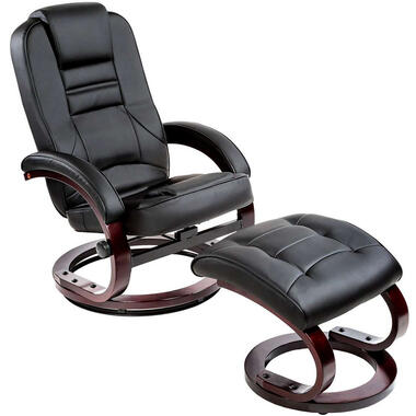 tectake - TV-fauteuil met krukje model 2, Zwart product