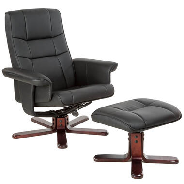 tectake - TV-fauteuil met krukje model I, Zwart/bruin product