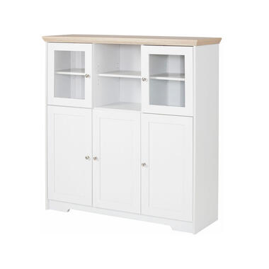 Nanna - Kast met 2 glazen deuren en 3 deuren in wit / eiken effect product