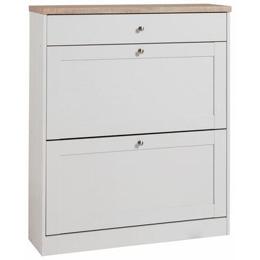 Heide - Schoenenkast met 2 kleppen en 1 lade in wit eiken effect product