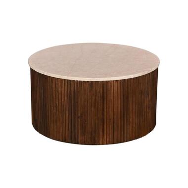 Table Basse Marbre Brun Foncé Bois de Manguier - 70x70x35cm - Davi product
