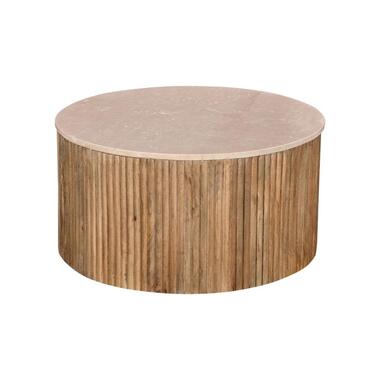 Table Basse Marbre Naturel Bois de Manguier - 70x70x35cm - Davi product