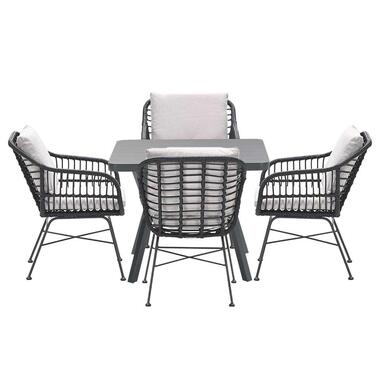 Ensemble de jardin Lucas noir 5 pièces - Table de jardin Mina 90x90 cm product
