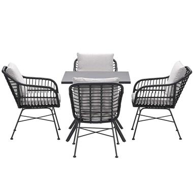Ensemble de jardin Lucas noir 5 pièces - Table de jardin Rimini 80x80 cm product