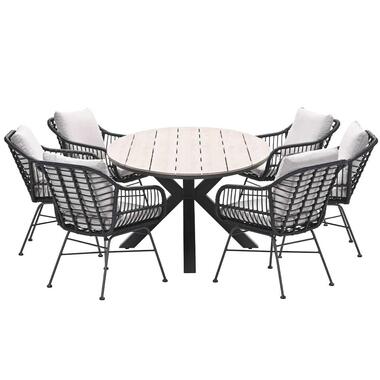 Ensemble de jardin Lucas noir 7 pièces - Table de jardin Tulli 220x115 cm product