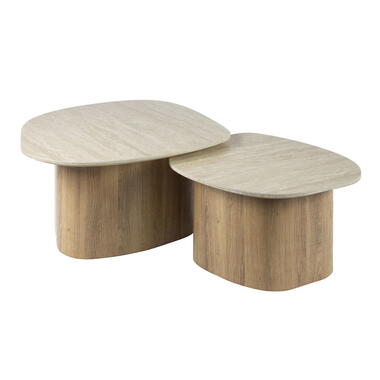 Table basse Forme de Galet Effet Travertin - Ensemble de 2 - Romano product
