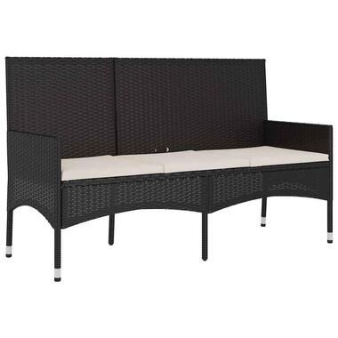 vidaXL - Banc de jardin à 3 places - Noir - Résine tressée - Avec coussins product
