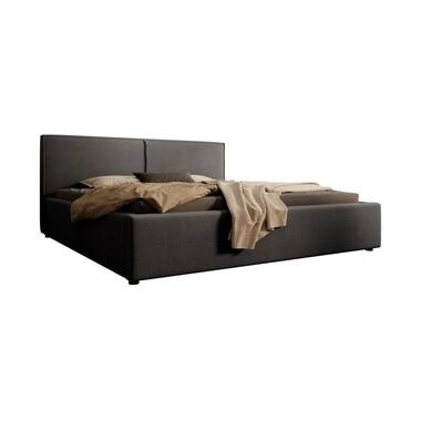 Meubella Lit double Infinity - Tissu côtelé noir - 180x200 cm product