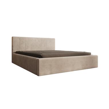 Meubella Lit double Aria - Tissu côtelé beige - 160x200 cm product