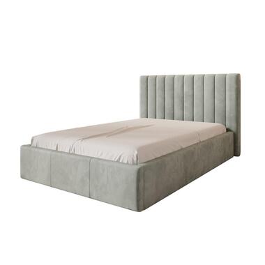 Meubella Lit double Chief - Gris - Velours - 140x200 cm product