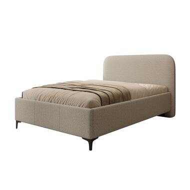 Meubella Lit double Helsink - Gris - Tissu Teddy - 140x200 cm product