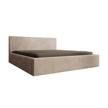 Meubella - Tweepersoonsbed Aria - Beige ribstof - 180x200 cm product