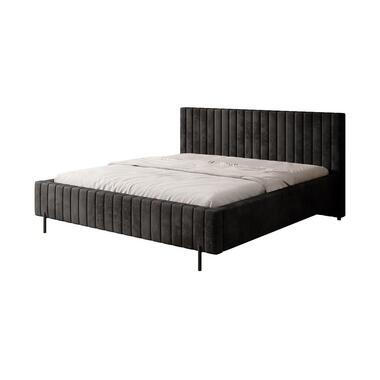 Meubella Lit double Ventum - Velours noir - 180x200 cm product