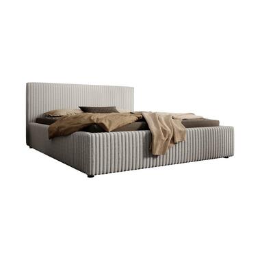 Meubella Lit double Infinity - Gris - Tissu côtelé duveteux - 160x200 cm product