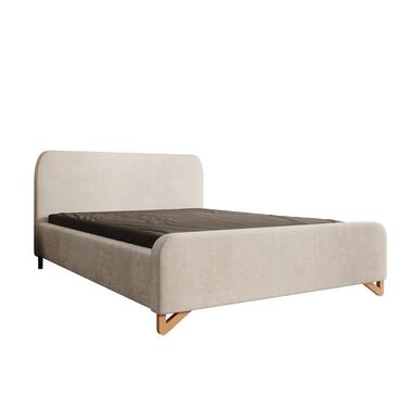 Meubella Lit double Fortaleza - Tissu beige - 140x200 cm product
