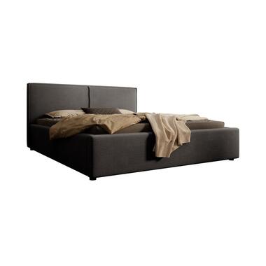Meubella Lit double Infinity - Tissu côtelé noir - 160x200 cm product