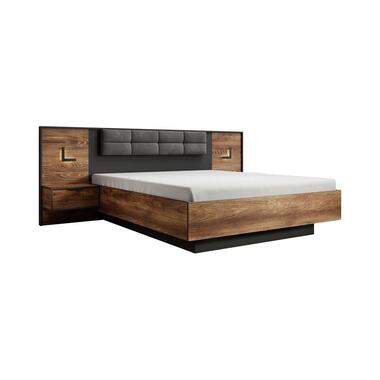 Meubella Lit double Mulvey - Oak - Anthracite - 160x200 cm product