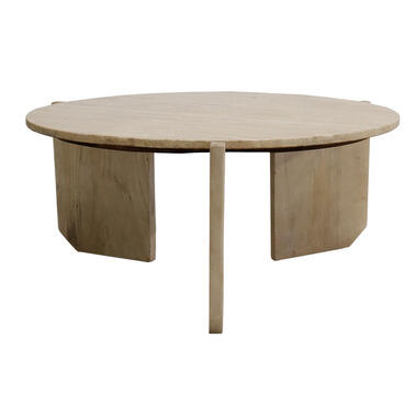 Salontafel Travertin - Naturel Mangohout - 80x80x36cm - Simon product