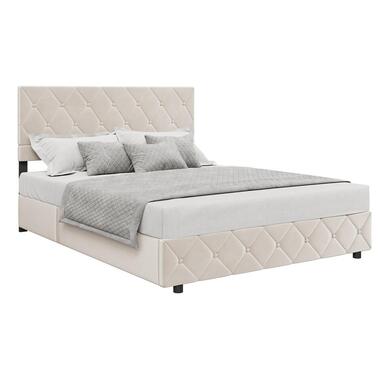 Meubella - Tweepersoonsbed Hernandez - Beige 160x200 cm - Met gaslift product