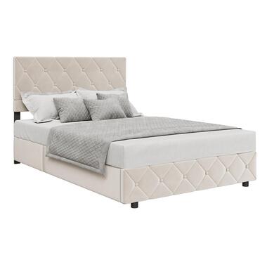 Meubella - Tweepersoonsbed Hernandez - Beige 140x200 cm - Met gaslift product