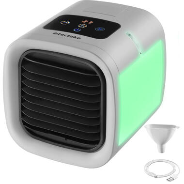 tectake Luchtkoeler Frosty met LED-verlichting, 2 koelstanden, 8W, Grijs product