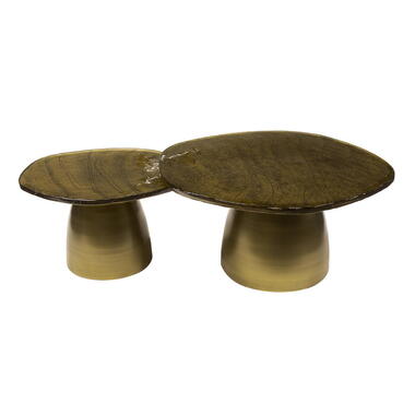 Table Basse Or Métal/Verre - 80x70x40cm - Eclipse product
