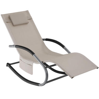 tectake Chaise longue TAYA ergonomique avec fonction de balancement, Beige product